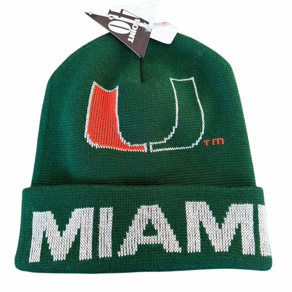 Vintage University of Miami green beanie New NWT